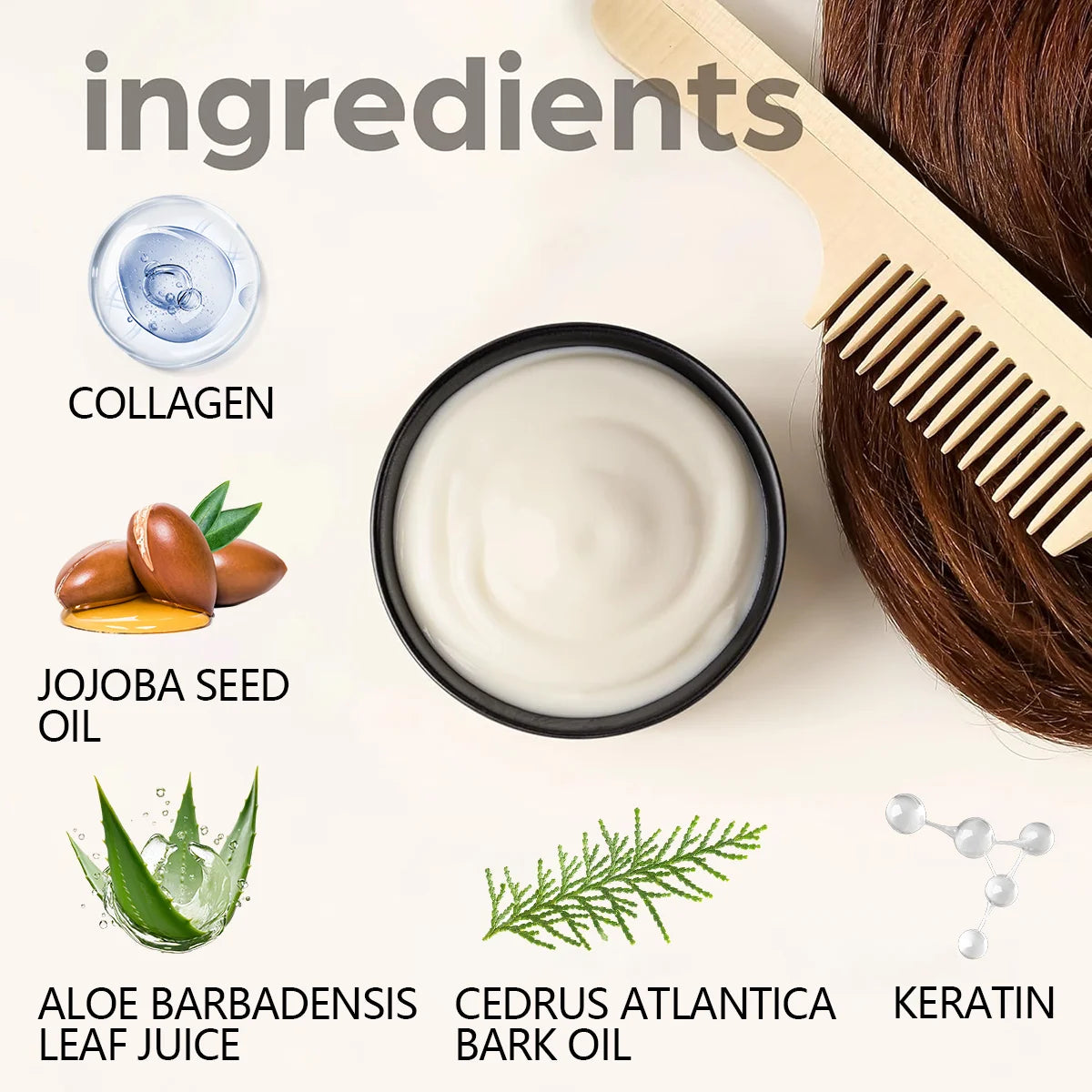 Argan Oil & Aloe Vera Hair Mask Collagen Keratin Treatment Hairs Conditioner Hair Essential Oil Nourishing for Dry Damaged - Kimlud