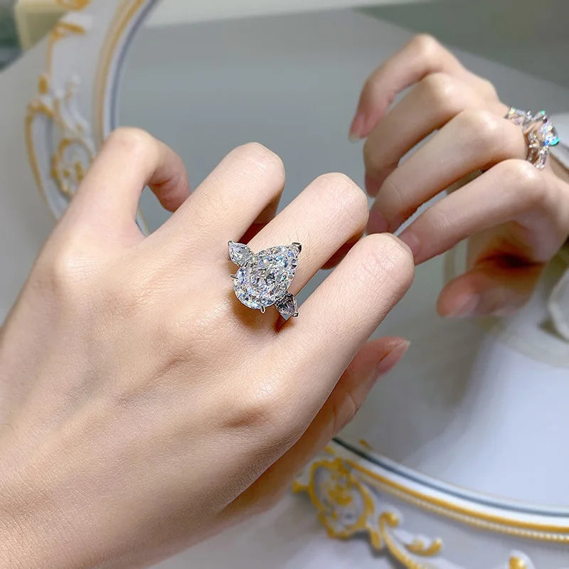 Pear Cut 11*17mm Moissanite Diamond Ring 100% Real 925 sterling silver Party Wedding band Rings for Women Men Engagement Jewelry