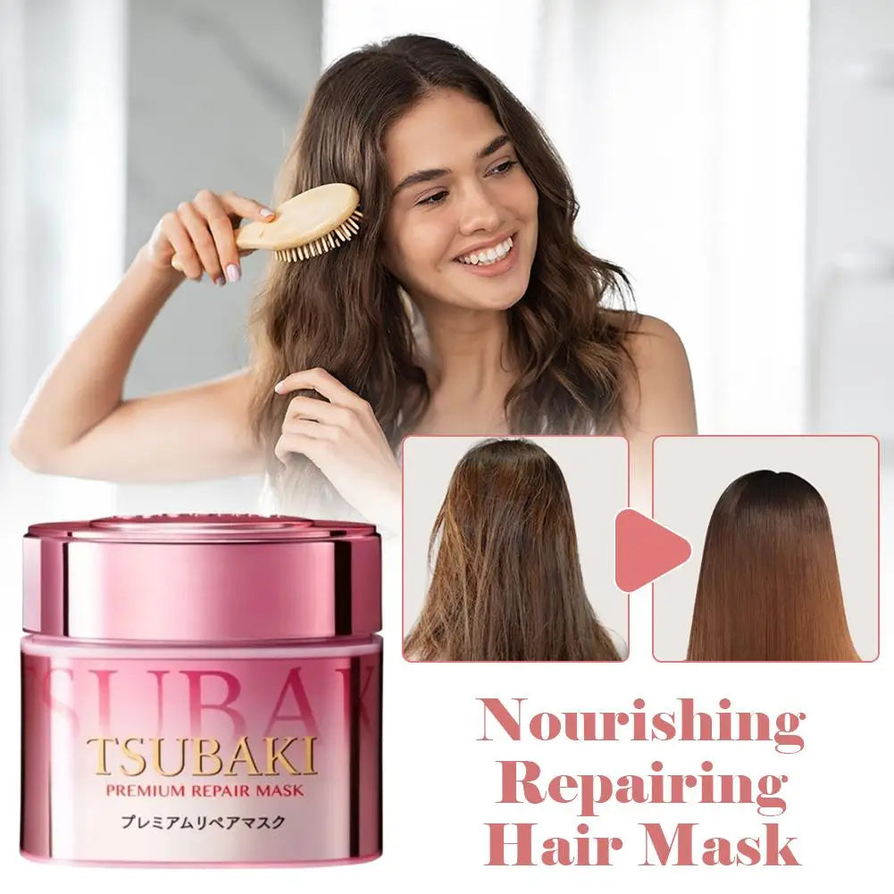 TSUBAKI Premium Repair Mask Deeply Repair Damaged Hair Smoothing And Nourishing Reduce Split And Dry Ends Salon-Grade Care 180g