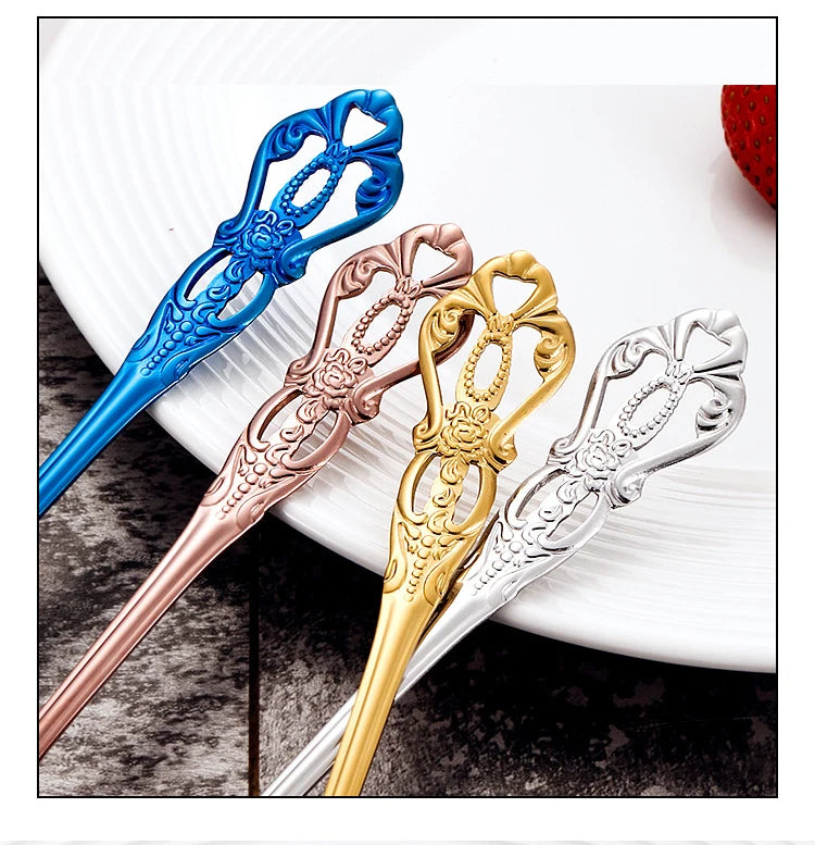 Golden Stainless Steel Cutlery Set Royal European Spoon Fork Complete Tableware Retro Design Dishwasher Safe Elegant...