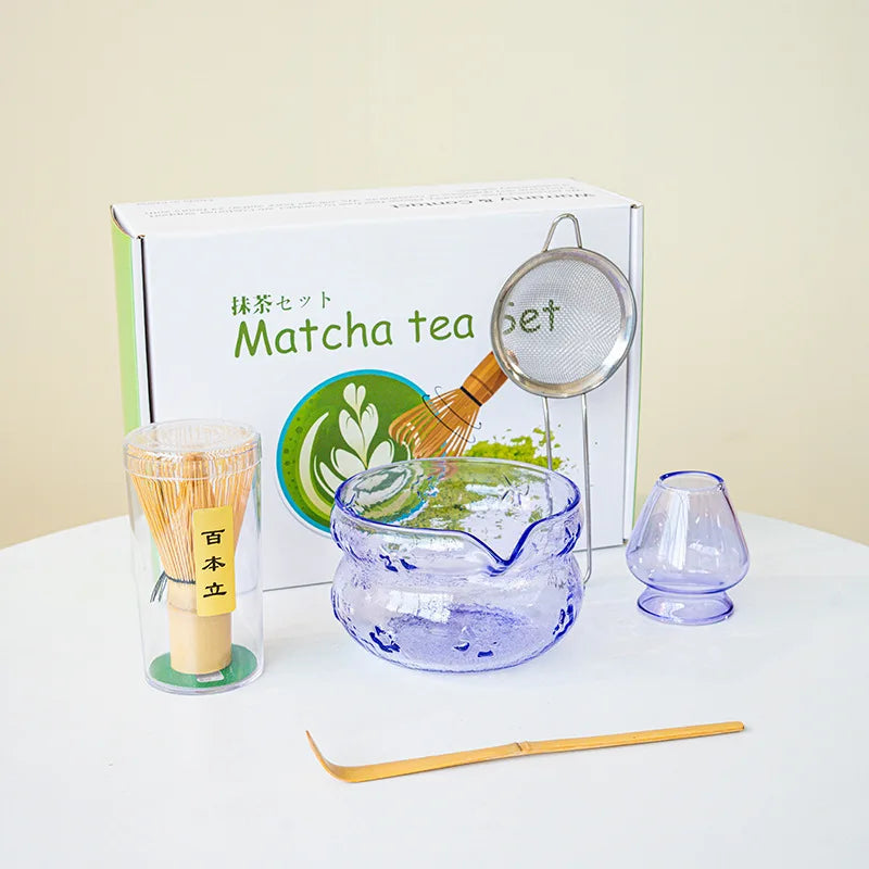 Pink and Purple Glass Matcha Matcha Bowl Heat-resistant Kung Fu Tea Set Accessories Ceremonial Matchas Mixing Bowl Kitchen tools