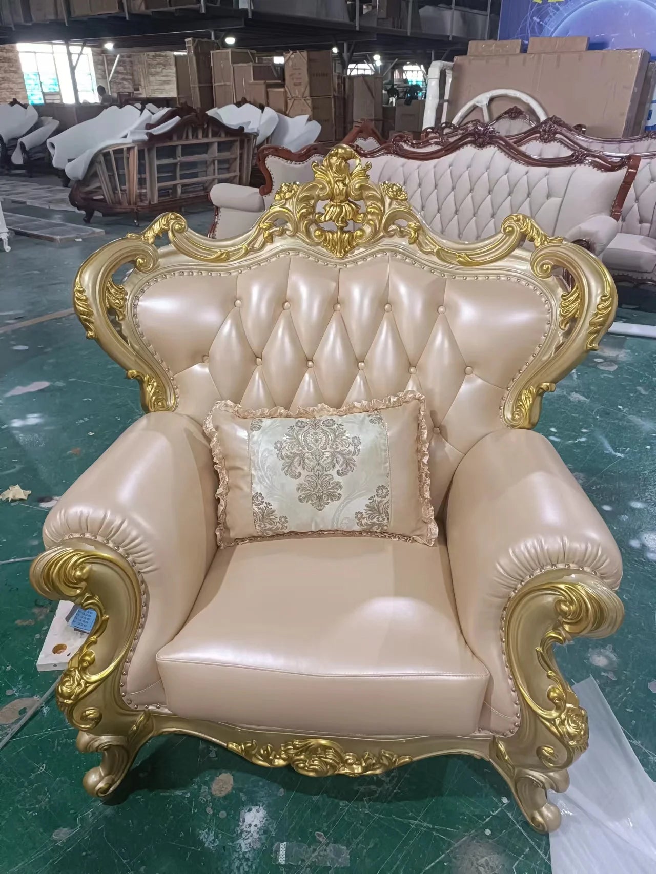 Classic Luxury Sofa Rubber Solid Wood Golden Antique European Royal Style Living Room Sofa Sets 1+2+3 | Kimlud Luxury Sofa