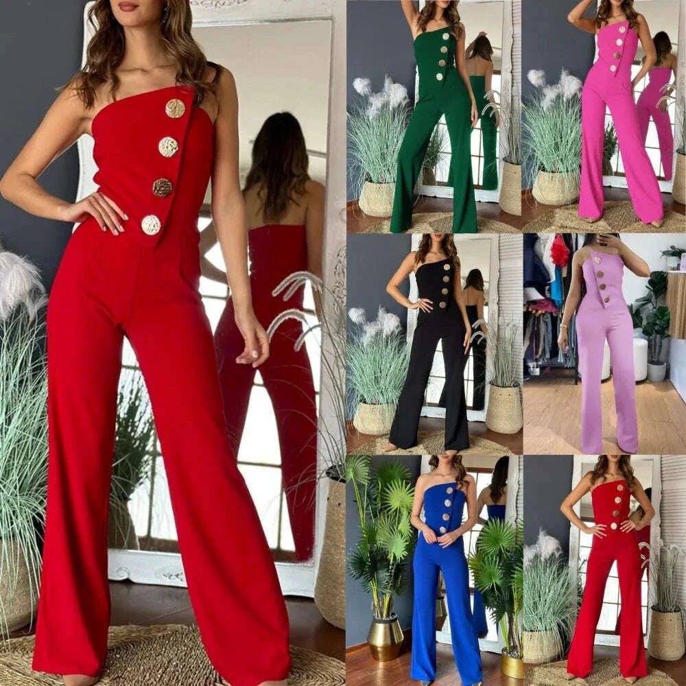 Elegant Jumpsuit for Women Dressy Sexy Off Shoulder Wide Leg Pant Suit One Piece Party Outfits Wide Leg Pant Suit houlder Wide