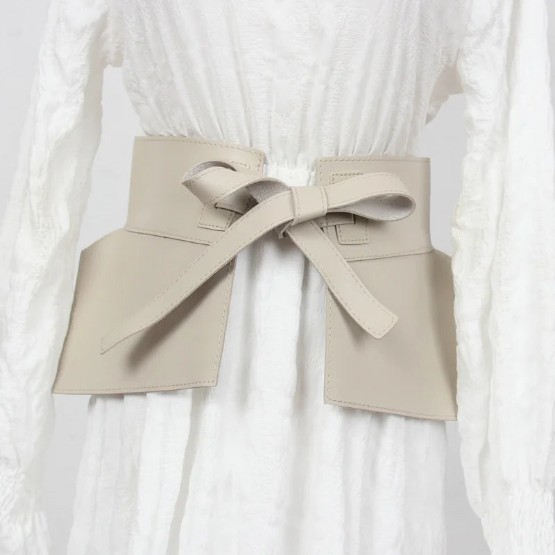 New Style Knot Wide Waistband Lace Up Bowknot Belt For Women Skirt Fashionable Decoration Tie Up Waist Versatile Accessory Belt