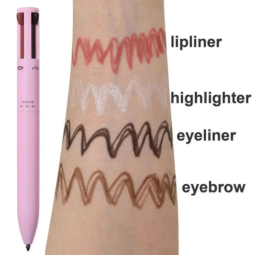 4 In 1 Makeup Pen Eyebrow Pencil Waterproof Drawing Eye Brow Long Lasting Easy Color Eyeliner Eyebrow Pen Sweatproof Makeup Pen