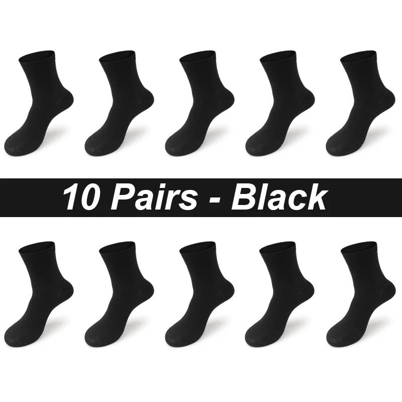 High Quality 10 Pairs/lot Men Bamboo Fiber Socks Breathable Compression Long Socks Business Casual Male Large size 38-45...