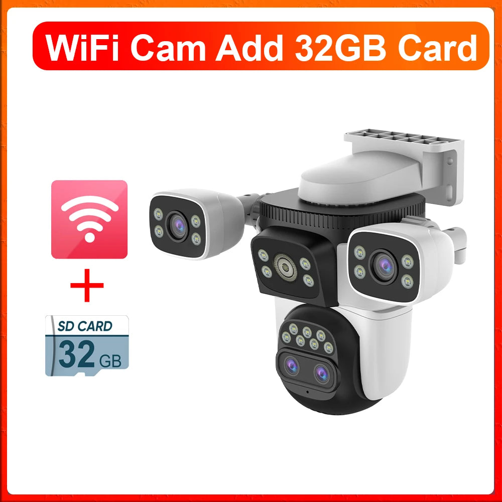 LS VISION 20MP WiFi Security Cameras 10X Zoom Three Screen Four Lens CCTV PTZ Auto Tracking Human Detection Surveillance Cameras