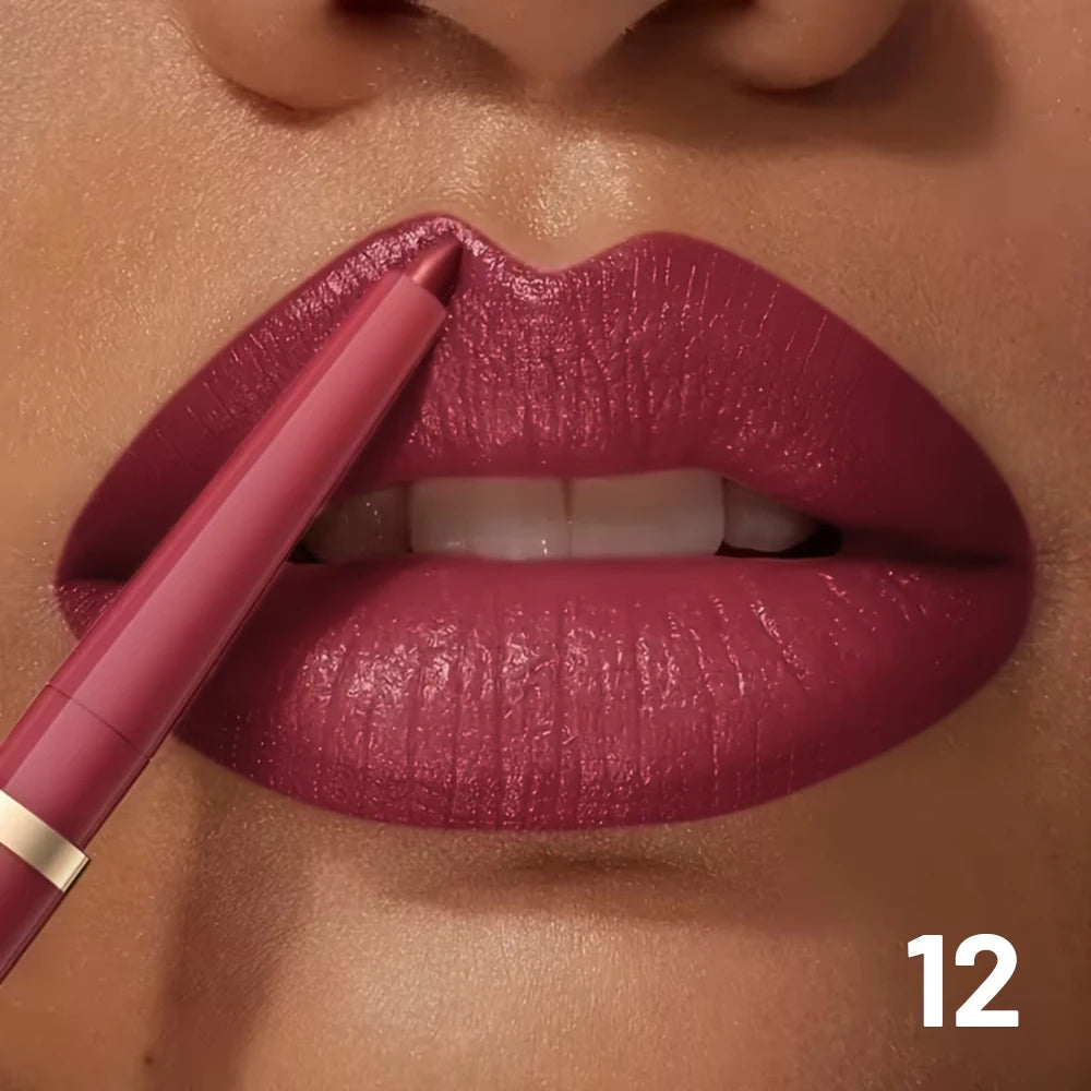 High Pigment Matte Nude Lip Liner Pencil, Waterproof Long Wear Smooth Retractable Lip Contour Makeup - Kimlud