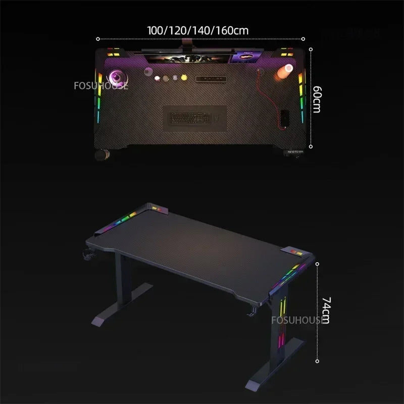 Modern E-sports Table Home Study Room Office Computer Table Office Furniture Internet Cafe Gaming Desk With RGB Atmosphere Light - Kimlud