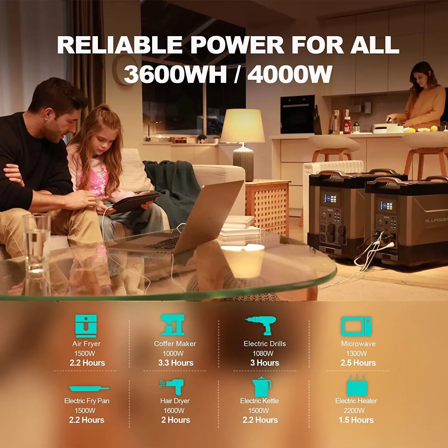 ALLPOWERS R4000 4000W Portable Power Station 3600Wh Solar Generator Expandable Battery with UPS for Camping Travel Power...