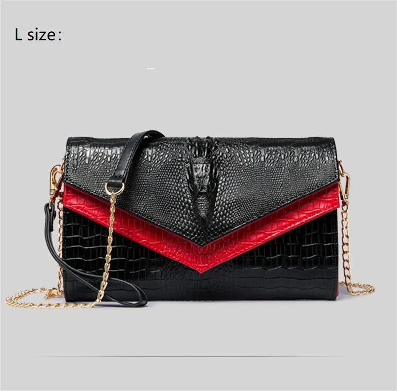 Alligator Pattern Women Cow Leather Clutch Bag Patchwork Crocodile Ladies Cowhide Shoulder or Crossbody Bags | Kimlud...