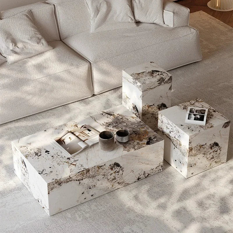 Bedroom Marble Table Luxury White Unique Minimalist Sofa Side Table Square Aesthetic Mesas De Centro Para Sala Room Furniture - Kimlud
