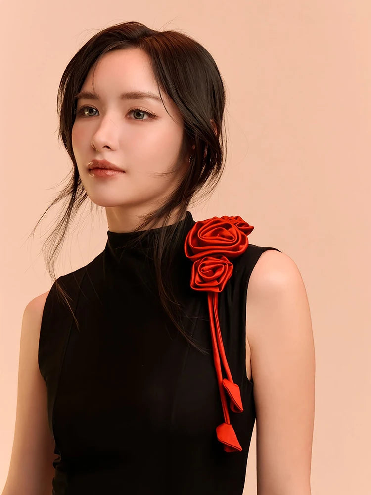 Ele Color Blo 3D Flower Svel Dr Birthday High Waist A-Line Slimming Dr French Sle Printed Summer Gown