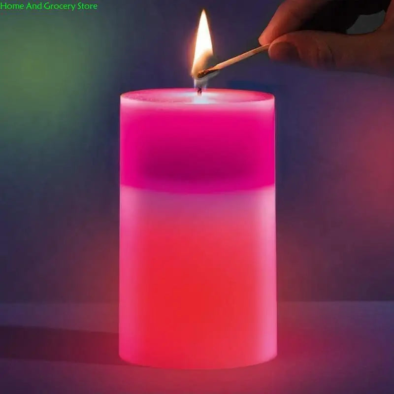 0XXA for Creative LED Color Changing Real Wax Wick Pillar Candles for Living Room Bedroom Bathroom Decoration