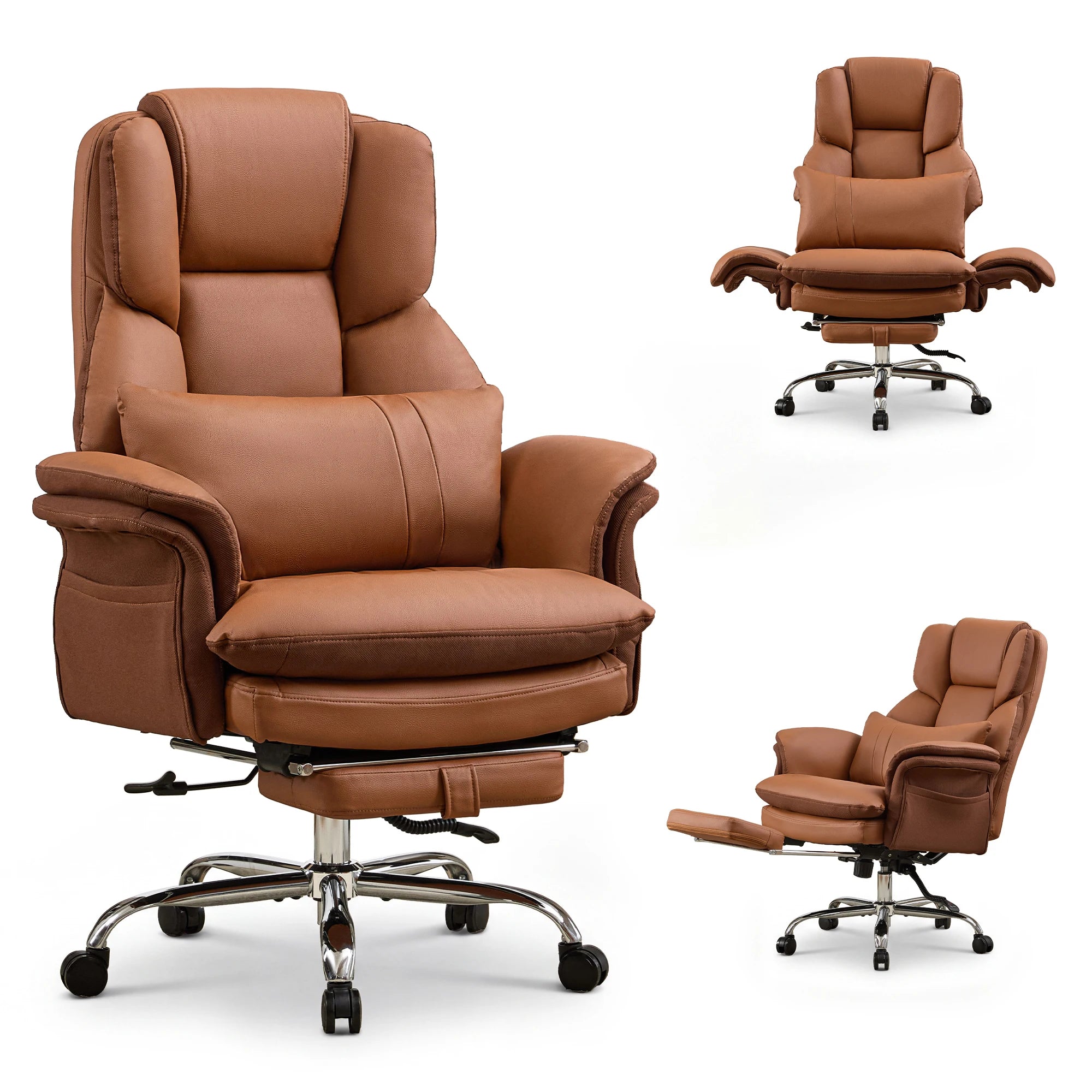 TCGBKAF Big and Tall Executive Criss Cross Office Chair, Ergonomic Computer Desk Chair with Adjustable Backrest, Flip Armrests & Footrest for Home & Office