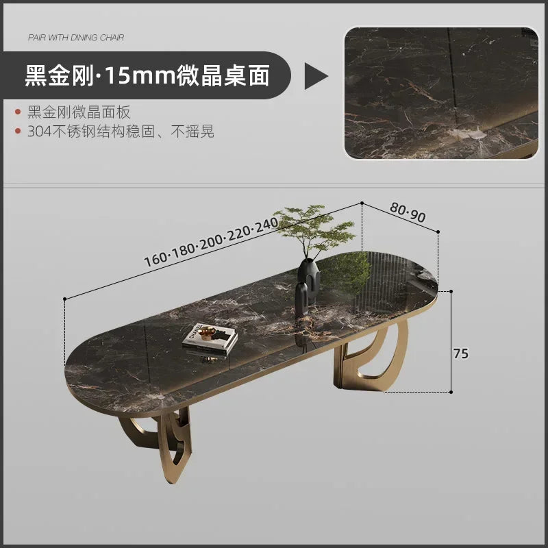 luxury Kitcjen Dining Table Set 6 People Desk legs metal Marble Dining Table Coffee Multifunctional mesa comedor home...