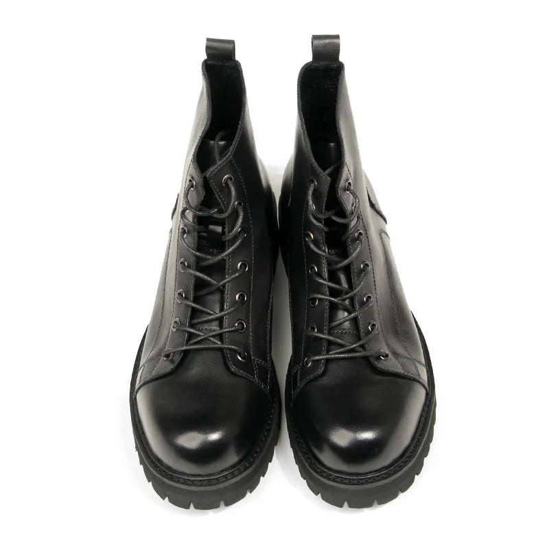Durable Goodyear-Welted Motorcycle Rugged Heritage Boots Vintage Oil Genuine Leather Punk For Men Cowhide High-Cut Shoes