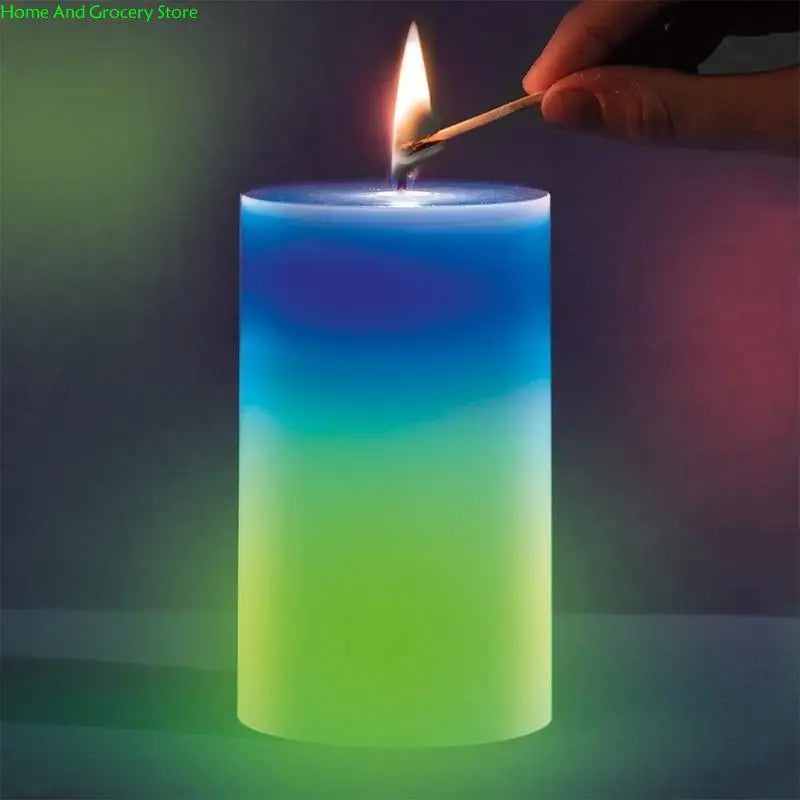0XXA for Creative LED Color Changing Real Wax Wick Pillar Candles for Living Room Bedroom Bathroom Decoration