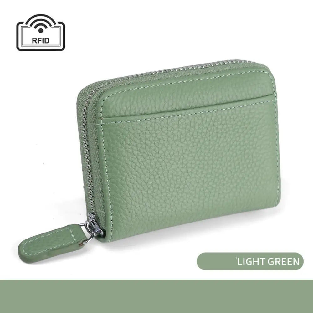 Credit Card Holder Wallet Rfid Blocking Slim Genuine Leather Organizer Zipper Pocket Id Card Pouch Case Purse With 20 Card Slots