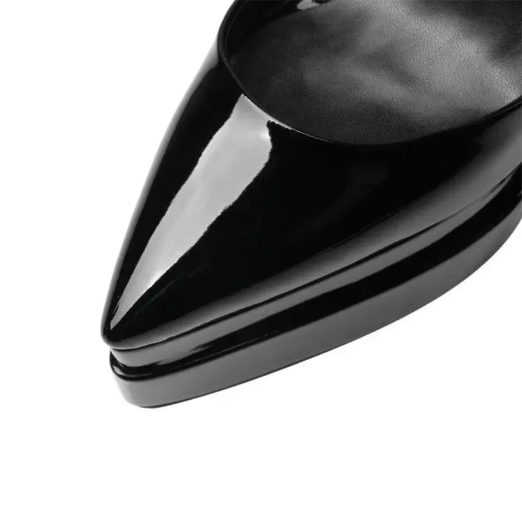 European/american Style Summer Thick Heels High Heels Wrapped Sandals Women's Pointed Belt Buckle Fashionable Women's Shoes