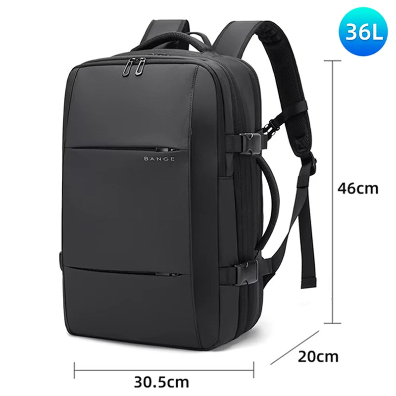 BANGE Expandable Men Travel Backpack With Vacuum Compression 17 inch Laptop Backpacks Business Large School Backpack For Hiking