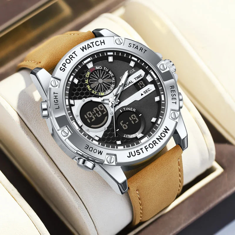 FOXBOX Fashion Military Watches for Men Luxury Original Sports Chronograph Watch Waterproof Quartz Clock Digital WristWatch - Kimlud