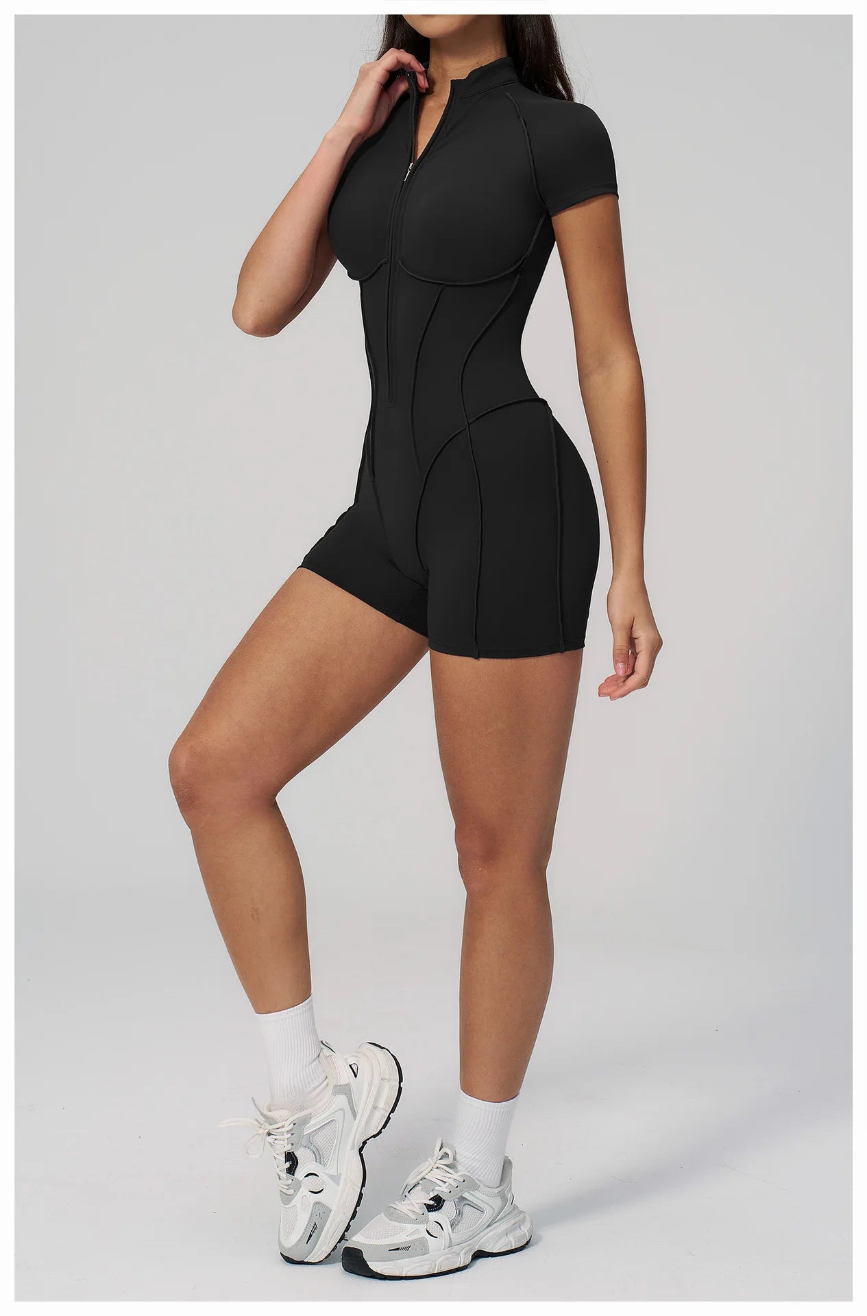 2026 Yoga Bodysuit Short Sleeves Women Tracksuits Gym Zipper Jumpsuits Sports Workout Rompers Fitness One-piece Suit Activewear - Kimlud