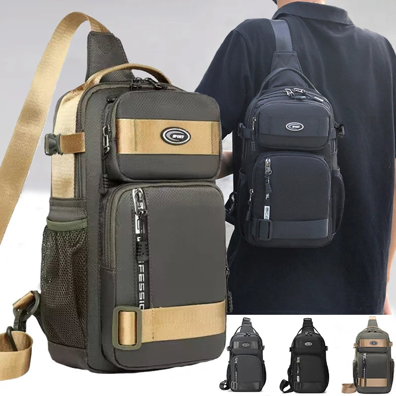 Riding backpack for men, men's chest bag, casual men's single shoulder bag, lightweight and large-capacity crossbody bag