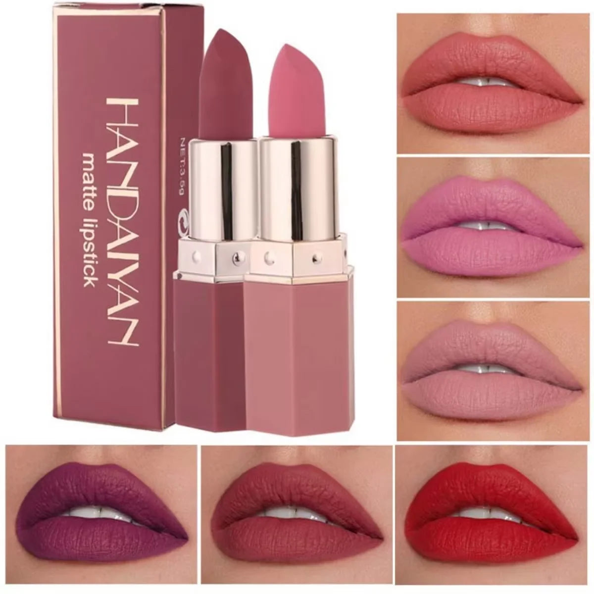 6 Colors Sexy Matte Lipstick Waterproof Long Lasting Color Rendering Non-stick Velvet Lips Liner Pencil Woman Makeup Cosmetics