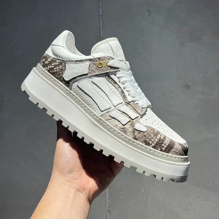 Men Genuine Leather Casual Shoes Personality Design Sport Shoe Outdoor Driving Jogging Shoes Men White Platform Sneakers...