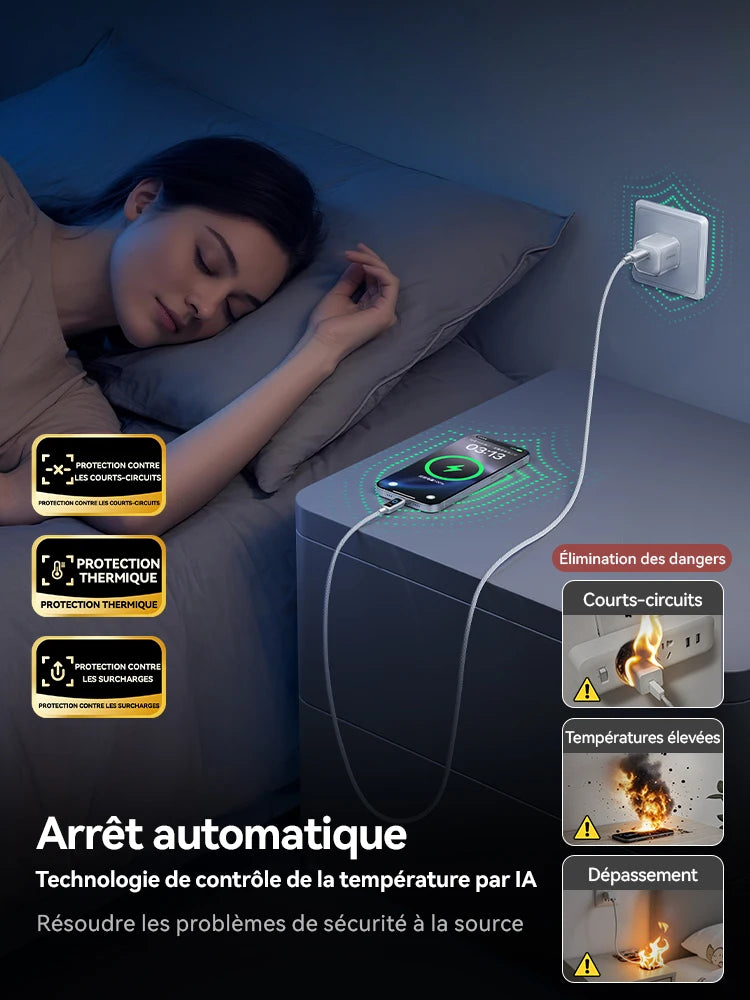 Joyroom 100W USB C Cable Automatic Power Off Fast Charge Type C Cable For iPhone 16 15 Pro Max Xiaomi Sumsang Huawei