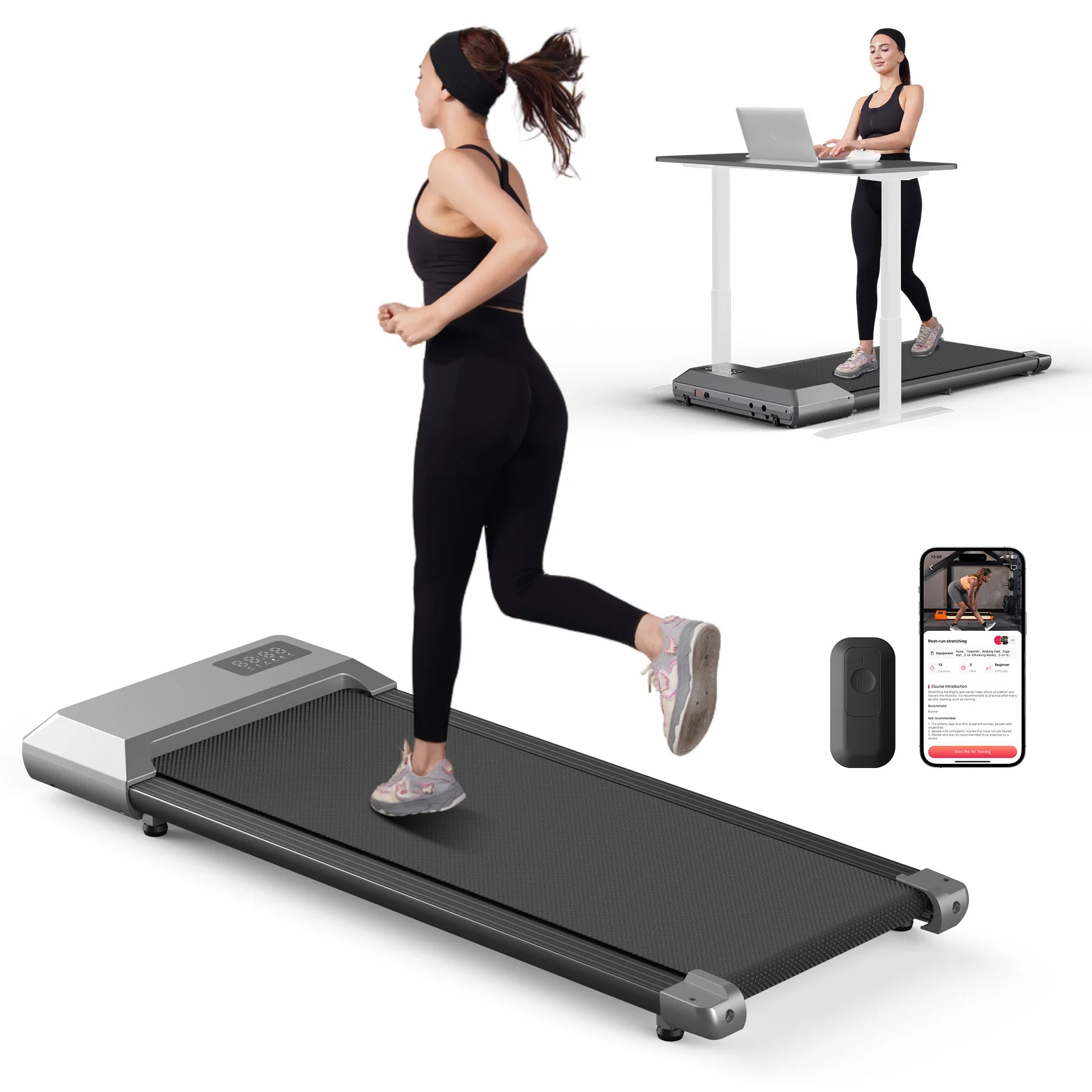 300lbs Treadmill for Home 2.5HP Treadmills Walking Pad LCD Digital Data Display 2in1 Walking Running Fitness Exercise Machine - Kimlud