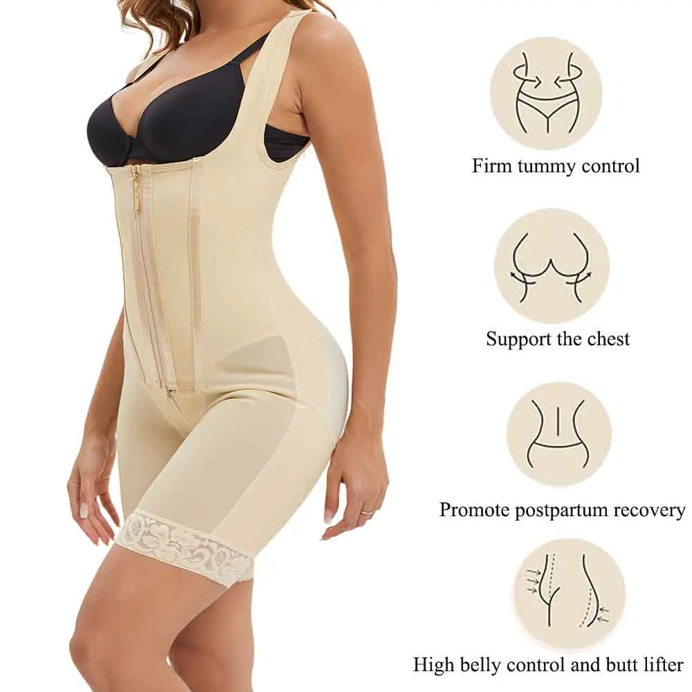 Women Full Body Shapewear Bodysuit for Abdomen Control High Compression Reducing and shaper girdles Zipper Crotch Shapewear Faja