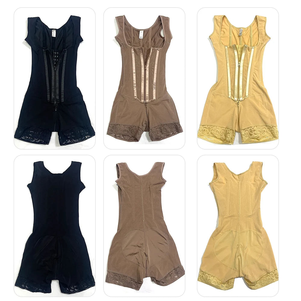 Women's High Compression Full Body Shaper Bodysuit, Double Tummy Control Open Crotch Girdle Shapewear - Kimlud