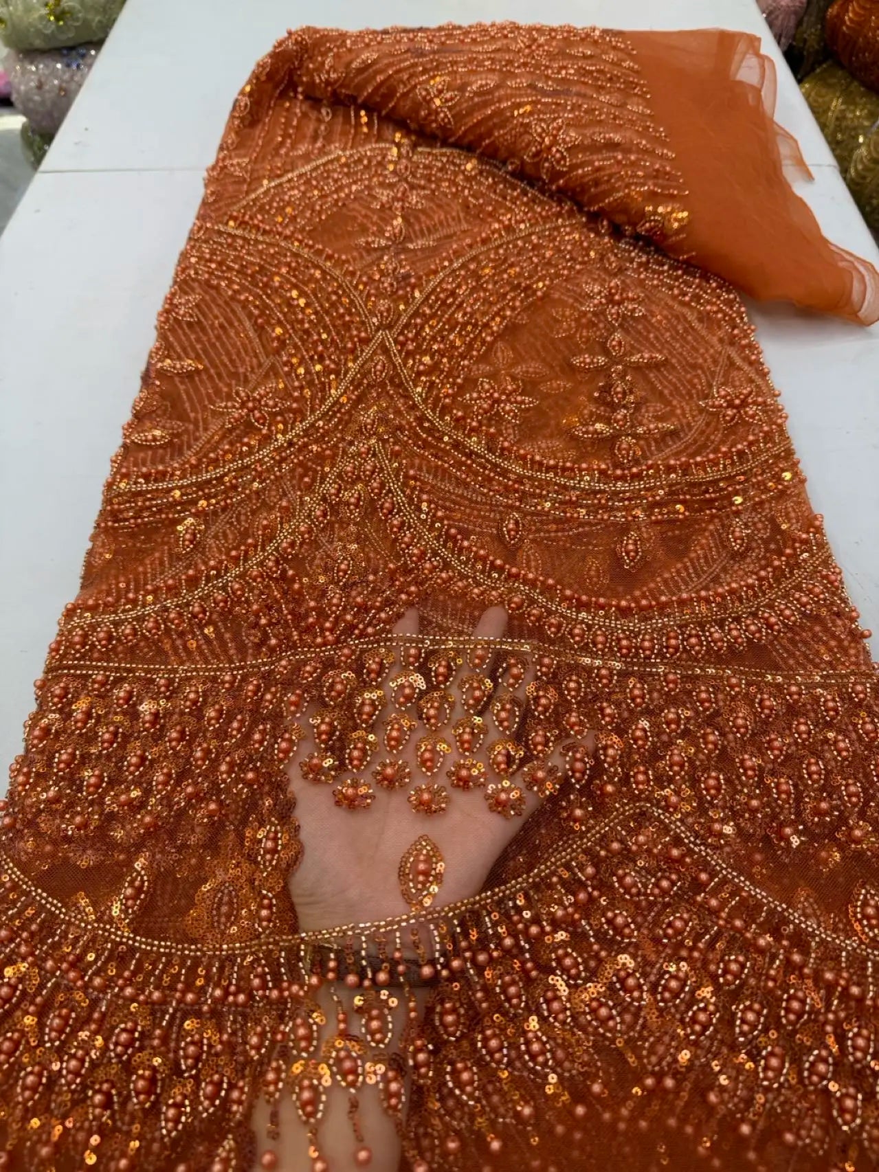 Luxury African Sequins Lace Fabric Heavy Beaded High Quality Nigerian French Groom for Sewing Wedding Party Dresses 5...