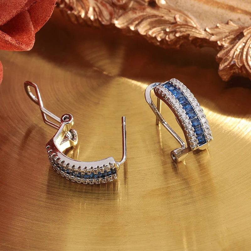Exquisite Earrings for Women, High-quality Blue Zircon Earrings, Anniversary Gifts, Engagement Earrings, Party Jewelry |...