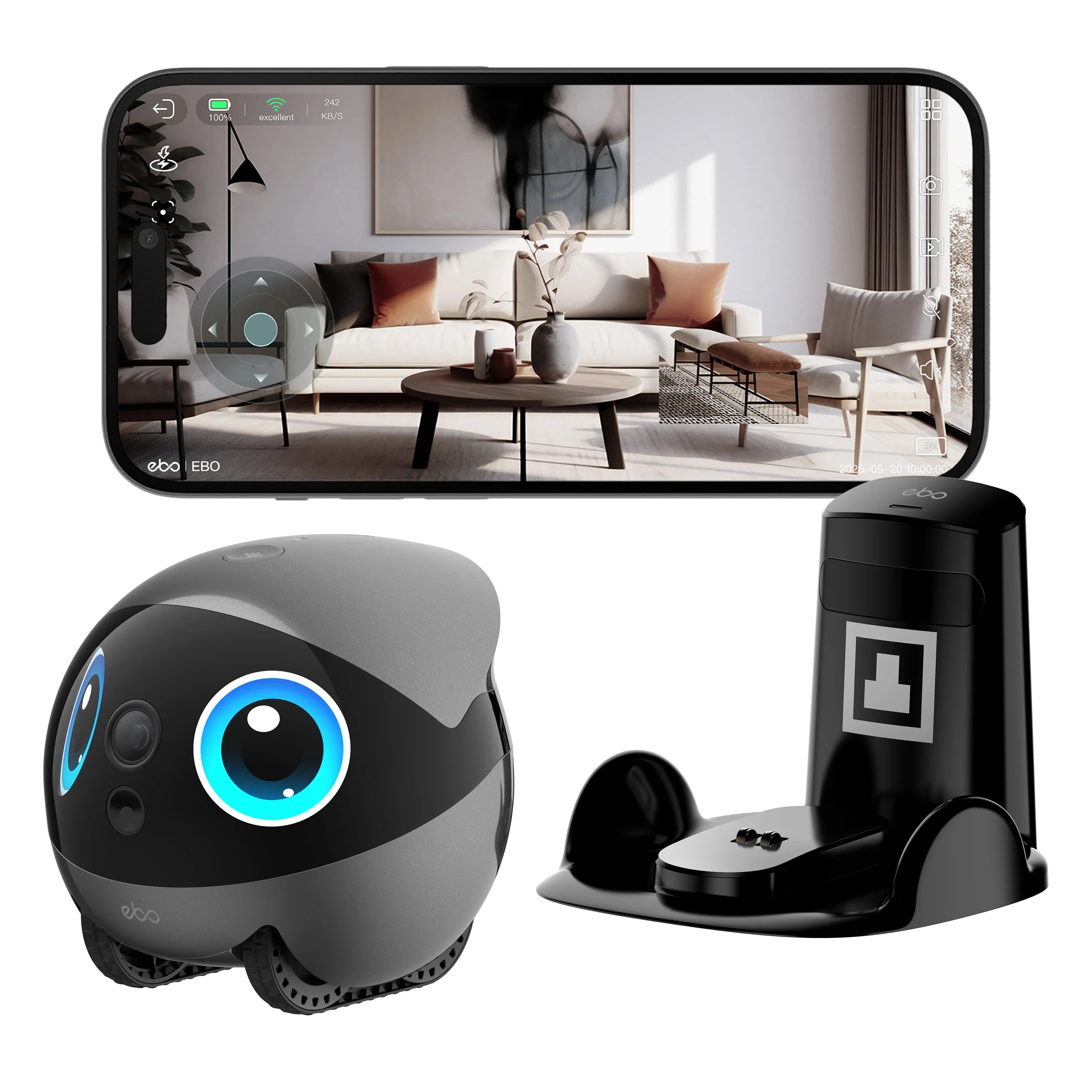 EBO AIR 2 PLUS Intelligent Pet Companion Robot, 3k Camera, Video Call and AI Artificial Intelligence Patrol Function - Kimlud