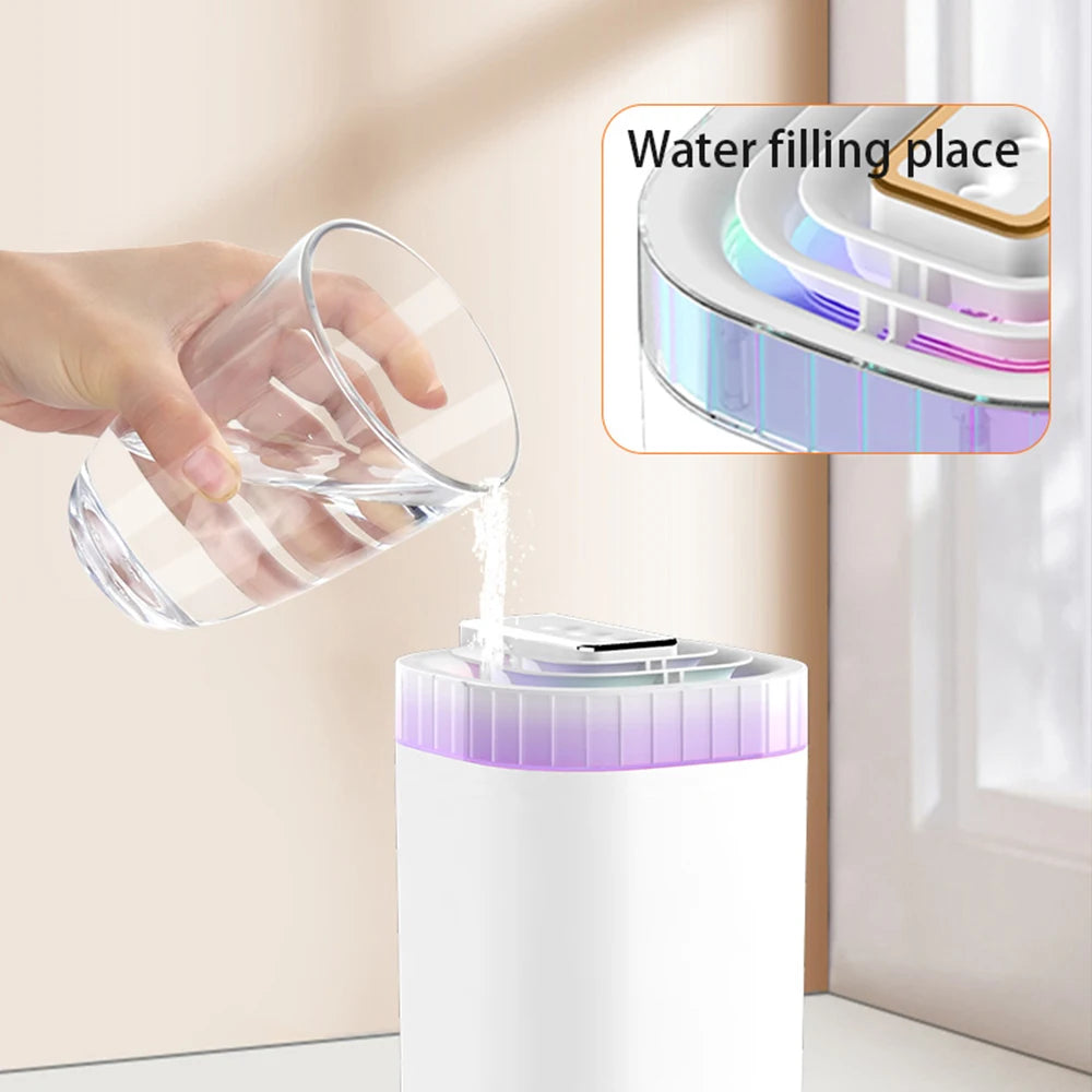 3L Ultrasonic Air Humidifier Cool Mist Humidifier with Night Light and Three Nozzles Quiet USB Aromatic Humidifier for Home