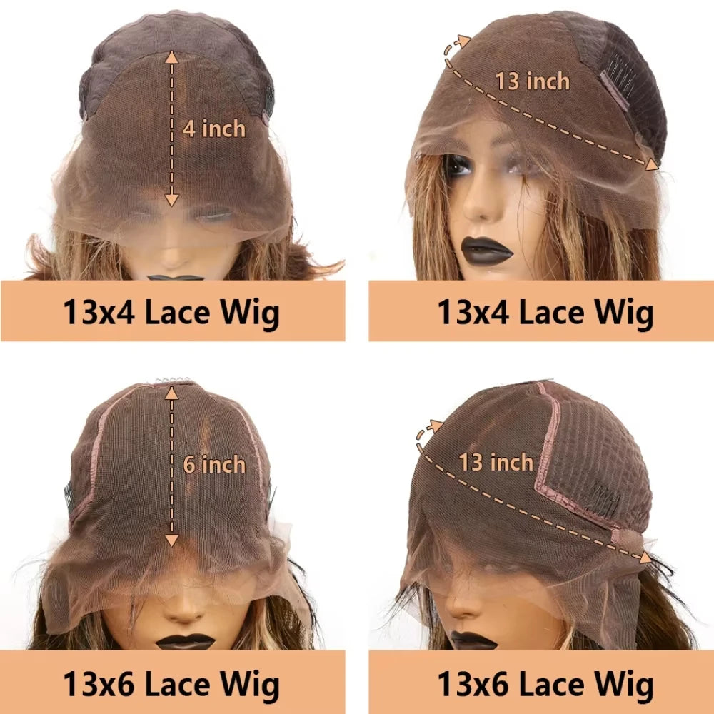 30 40 Inches Body Wave P4/27 Highlight Human Hair Wig 13x4 13x6 HD Lace Frontal Honey Blonde Colored Wigs For Women PrePlucked - Kimlud