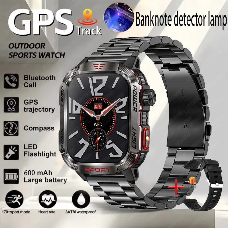 New Professional outdoor Military Smart Watch Men Flashlight Compass Waterproof Outdoor Sport Tracker Bluetooth Call Smartwatch