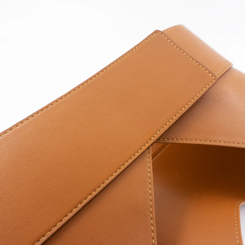 Geometrically designed waist closure corset type wide waist closure belt leather coat women's wide belt