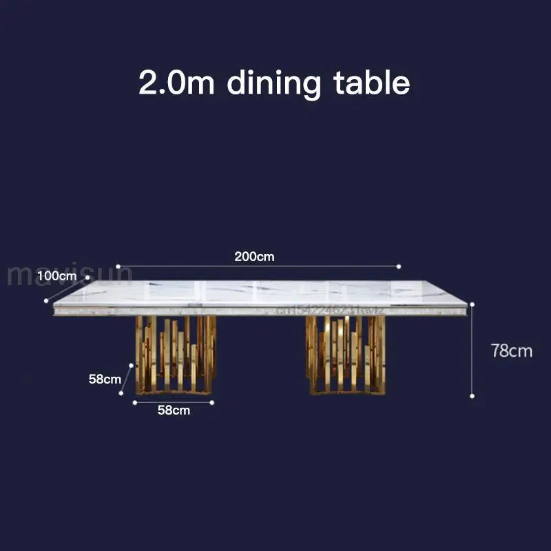 Luxury White Marble Dining Table And Chair Combination Rectangular Kitchen Tables Italian Type Large Concise Modern Furniture - Kimlud