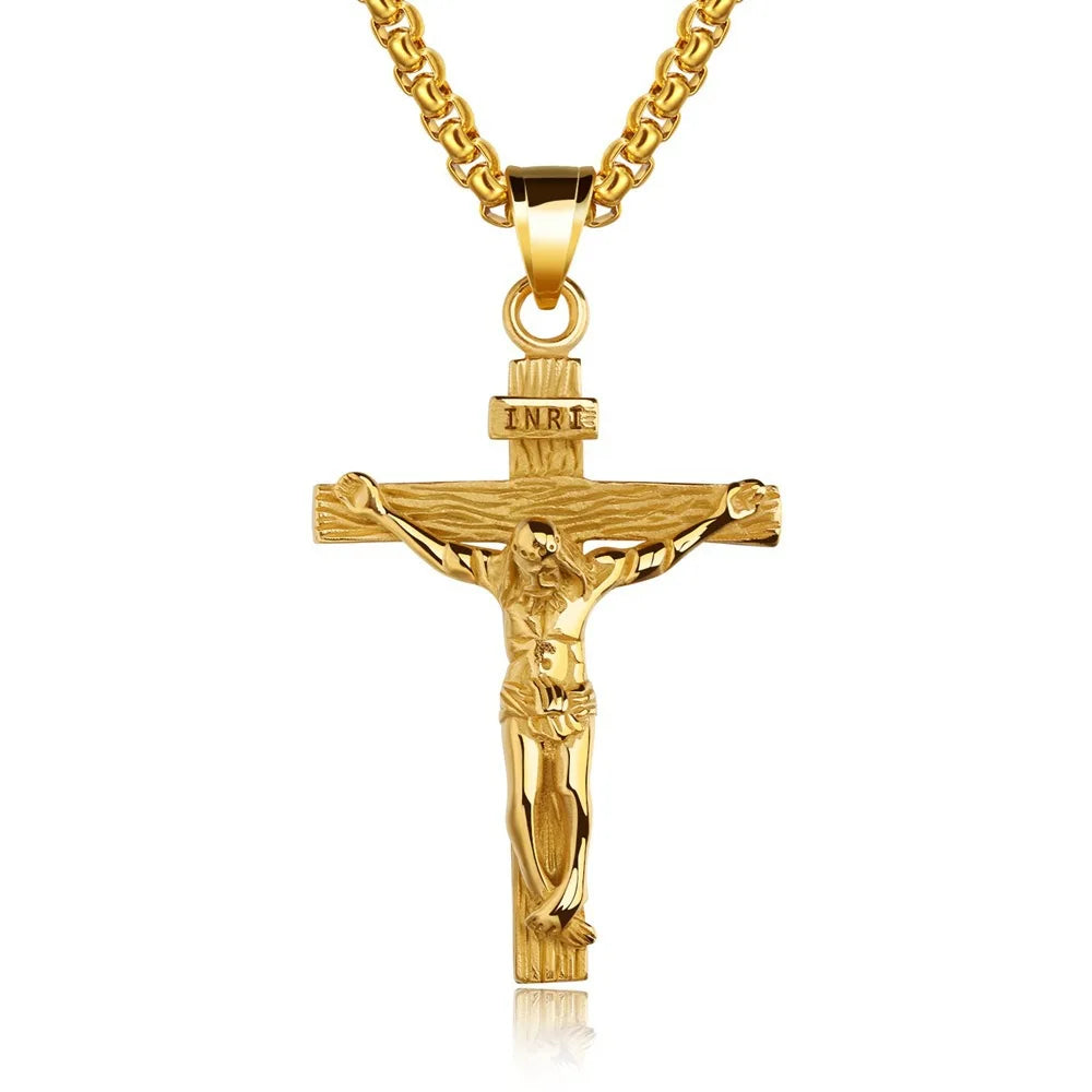 Premium Cross Necklace for Women 18k Gold Plated Trendy Gold Cross Pendant Chain for Girls Crucifix Necklace for Women Girls