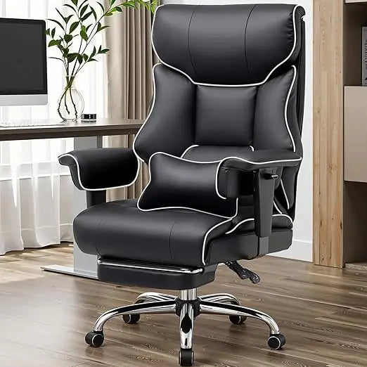 Big and Tall Office Chair 400lbs High Back Leather Executive Chair with Ergonomic Lumbar Support & Pocket Spring Cushion for Lo