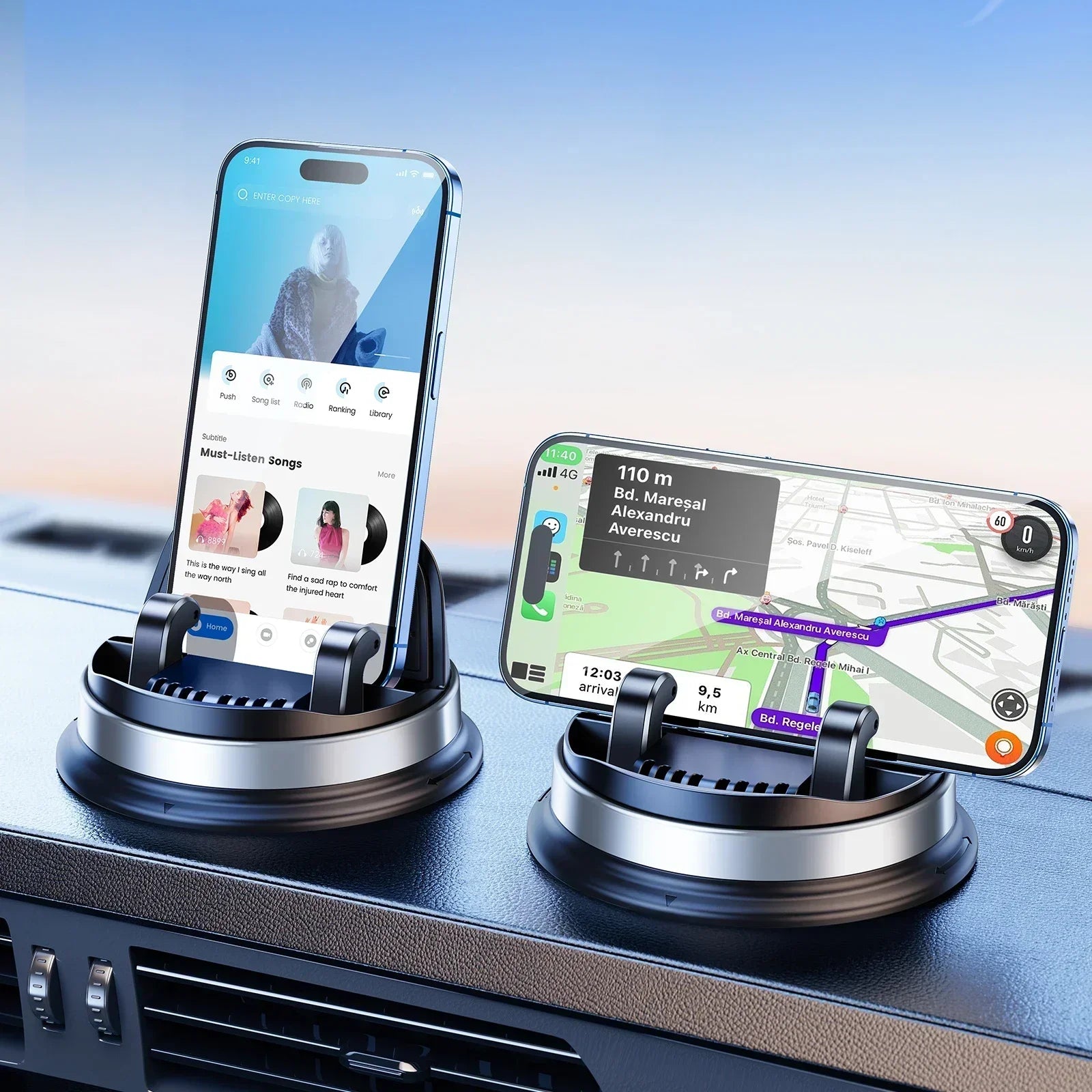 Oatsbasf Car Phone Mount Holder for Dash One-Handed Operation 360° Rotation Car Navigation Holder for iPhone Samsung Z Fold 6 5