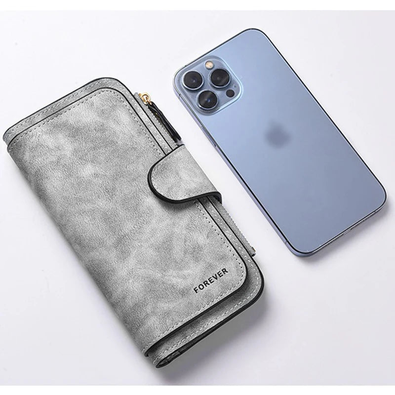 Mickey Minnie Lady Long Zip Wallet Buckle Tote Bag Coin Purse Soft PU Leather Multi-functional Card Holder Casual Daily