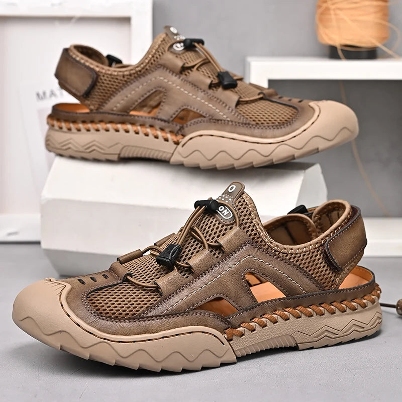 New Mens Sandals Summer Breathable Mesh Sandals Men Outdoor Casual Lightweight Beach Sandals Fashion Men Shoes Large Size 38-46 - Kimlud