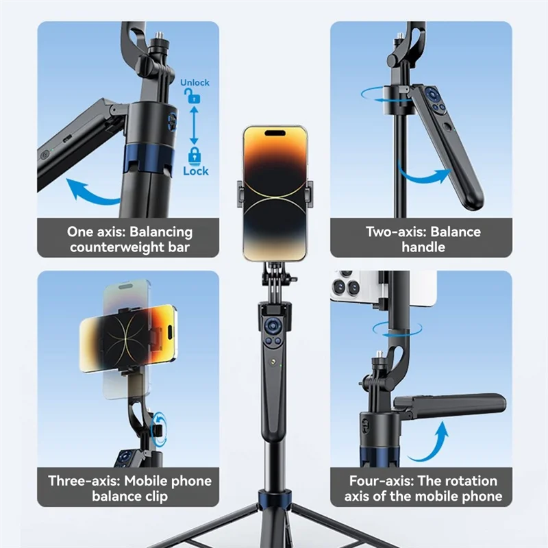 ABKQ-Smart Follow-Up Bracket Handheld Gimbal & Phone Holder Automatic Rotation Follow-Up Artifact Selfie Stick Floor Tripod