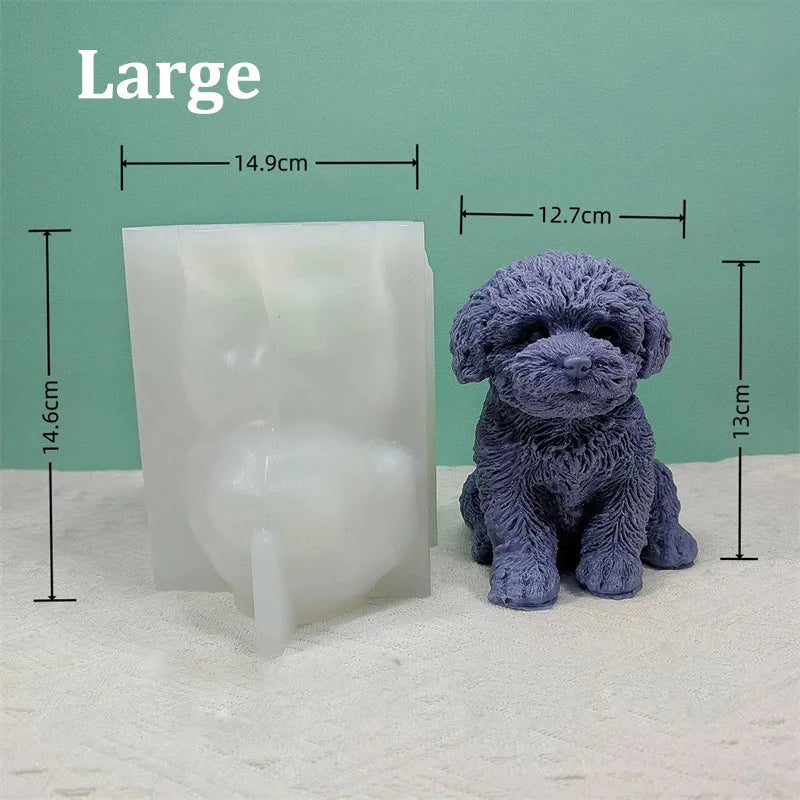 Teddy Dog Candle Mold Cute Animal Pet Puppy Dog Handmade Aromatherapy Plaster Soap Silicone Mould DIY Home Decoration Tools - Kimlud