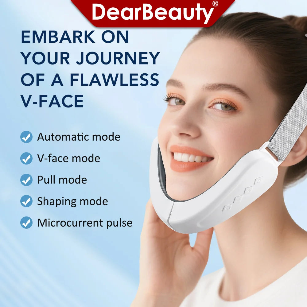 EMS Face Lifting Machine Microcurrent Double Chin Remover 12 Gears Facial Massager Vibration Slimming Firming V-Face Lift Device